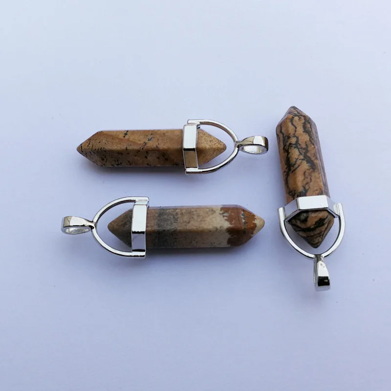 Модная картина натуральный камень кристалл столб ожерелье кулон для