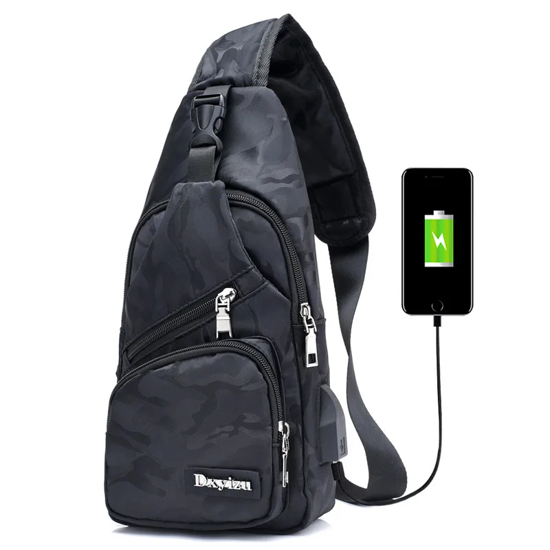 Новая мужская и женская камуфляжная нагрудная сумка с usb зарядкой через плечо для
