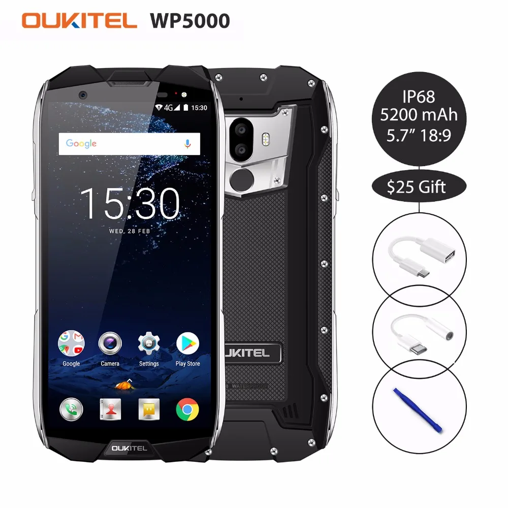 Oukitel WP5000 смартфон с 5 7 дюймовым дисплеем восьмиядерным процессором Helio P25 ОЗУ 6 ГБ