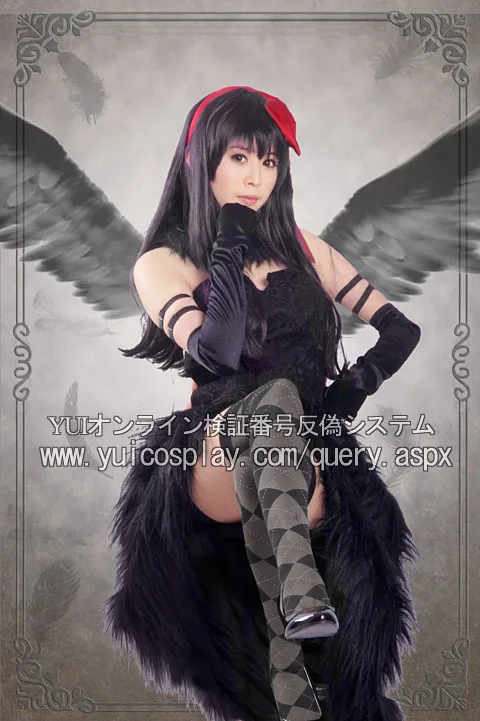 Puella Magi Madoka Magica Akemi Homura Косплей Костюм демон черное платье с перчатками 11|akemi homura