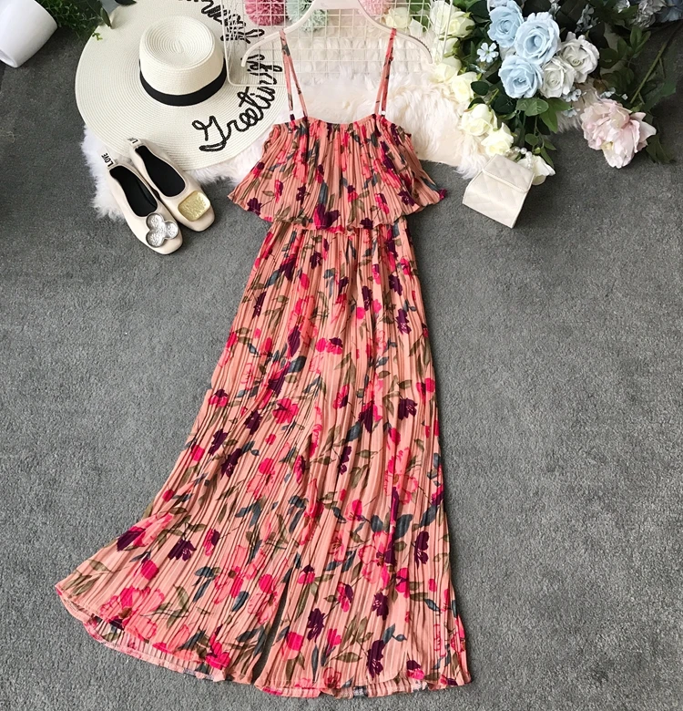 Женские шифоновые Комбинезоны плиссированные комбинезоны с цветочным принтом