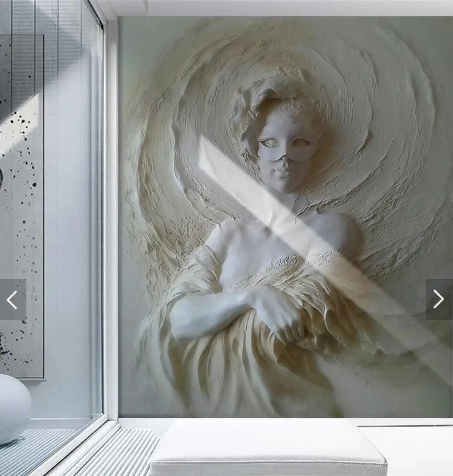 3D рельефная маска девушка стены Бумага росписи HD с изображением выдержанных