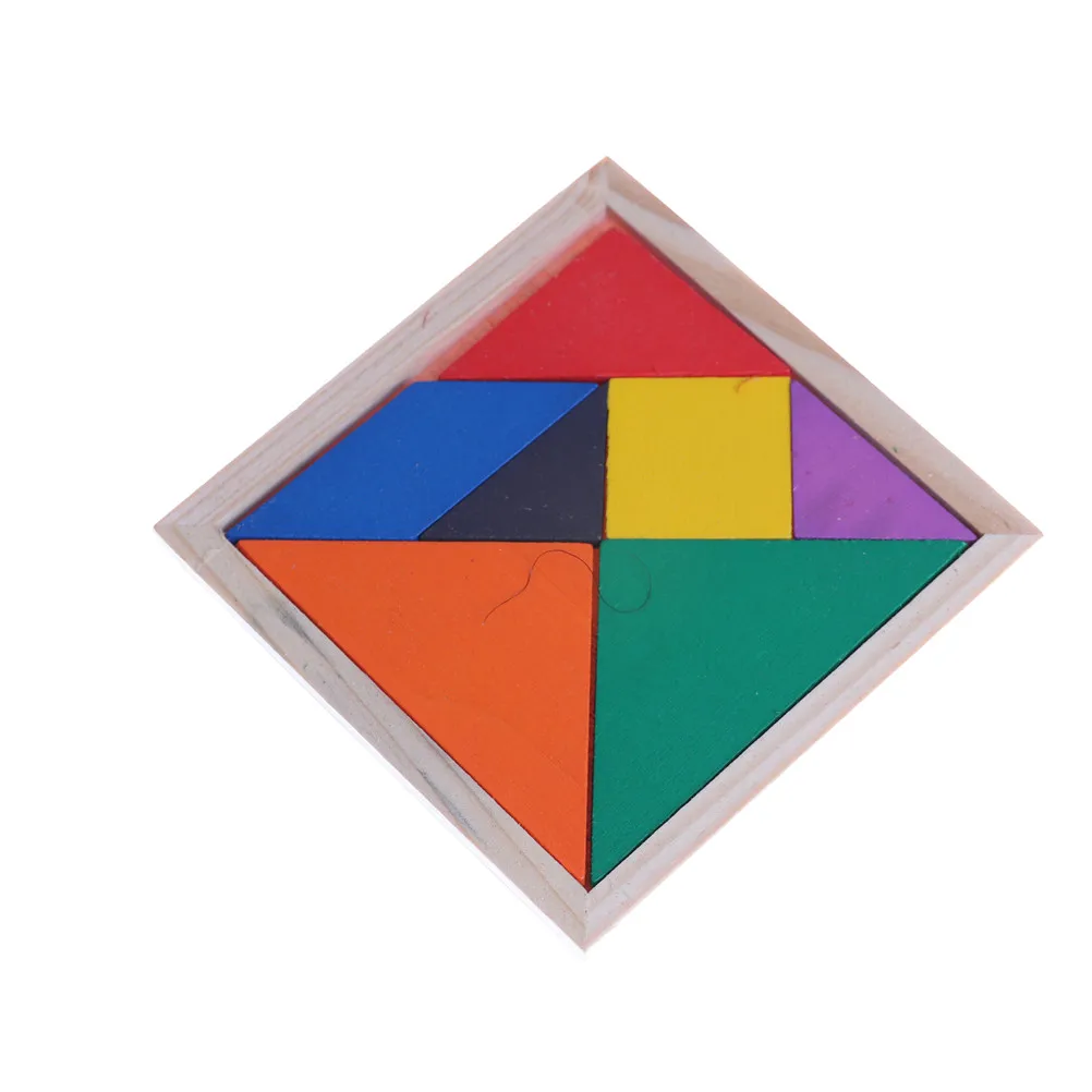 Забавный пазл красочный квадрат IQ Tetris деревянный Танграм интеллектуальные