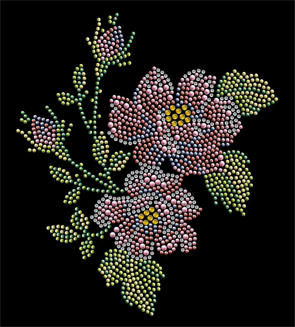 

2pc/lot Flower Bling hot fix rhinestone motif iron on transfers motif hot fix iron on iron on patches for shirt