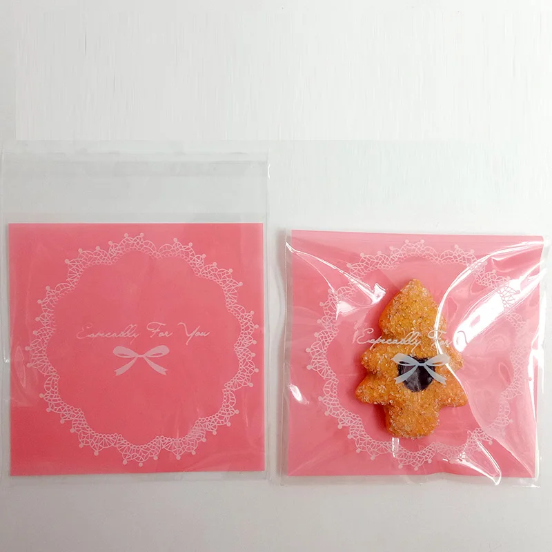 Pink bow 10 шт 10х10см конфеты пакеты для печенья с клеем OPP пластиковый подарочный пакет свадебные, домашние, вечерние, пищевые упаковки для детей на день рождения, мультфильм - Цвет: Pink bow