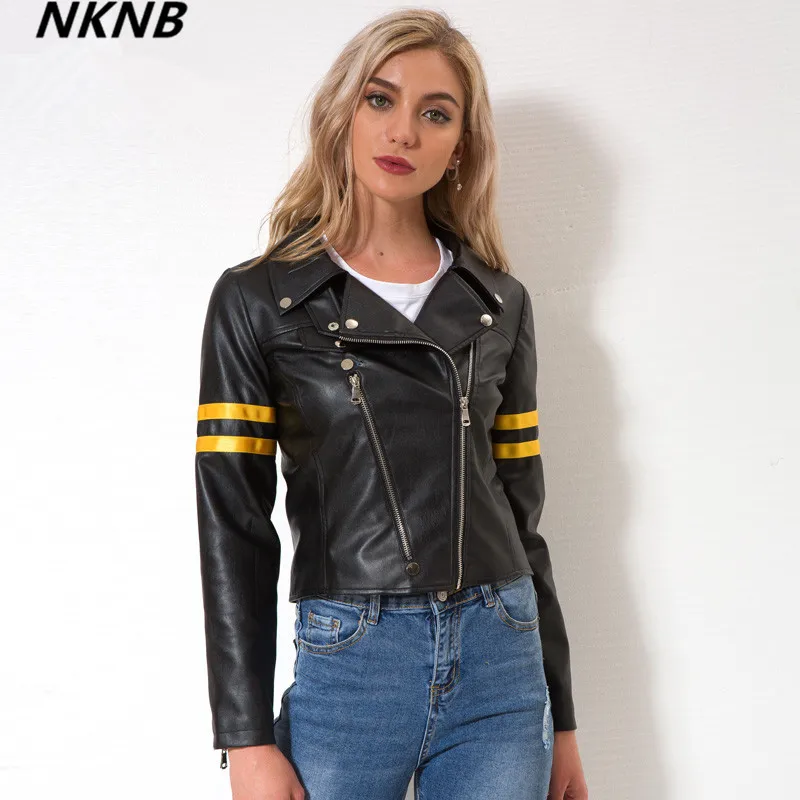 Кожаная куртка 2019 Весна Новая Женская молния мото крутая уличная осенне зимняя