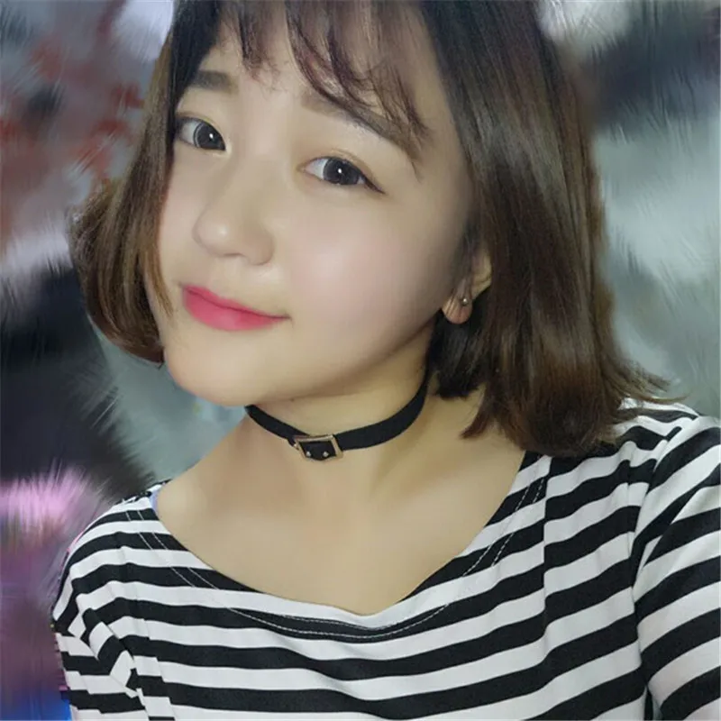 Женское Ожерелье-чокер с заклепками черное бархатное ожерелье кожаной цепочкой