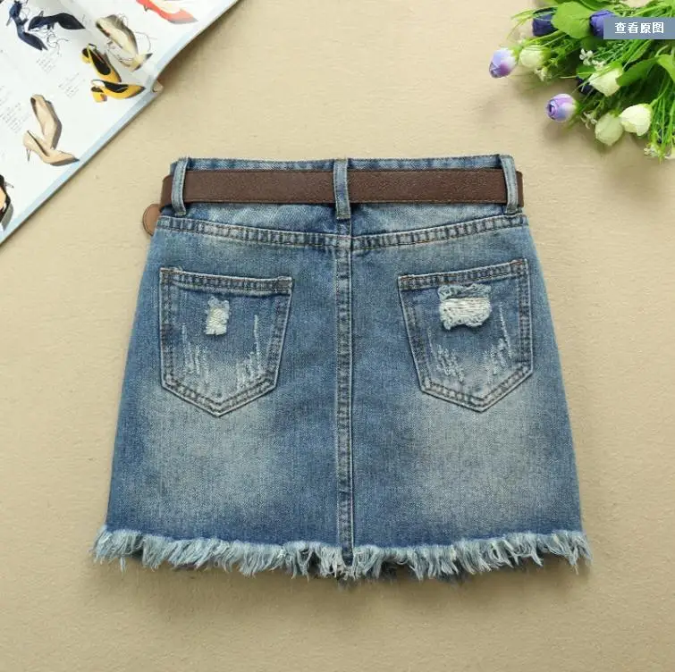 Женская летняя однобортная джинсовая юбка-карандаш с высокой талией юбка