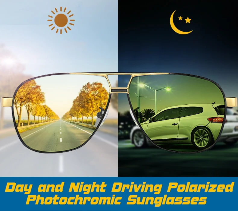 Day Night Intelligent Photochromic Polarized Sunglasses Men Sunglasses for Drivers Women Safety Driving UV400 Sun Glasses Oculos