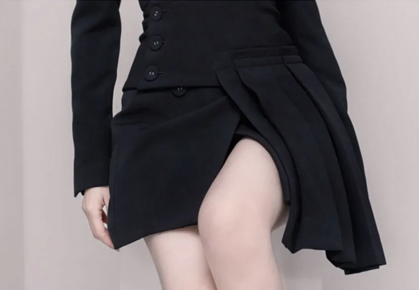 Женский костюм с юбкой HAMALIEL дизайнерский черный двубортный пиджак и