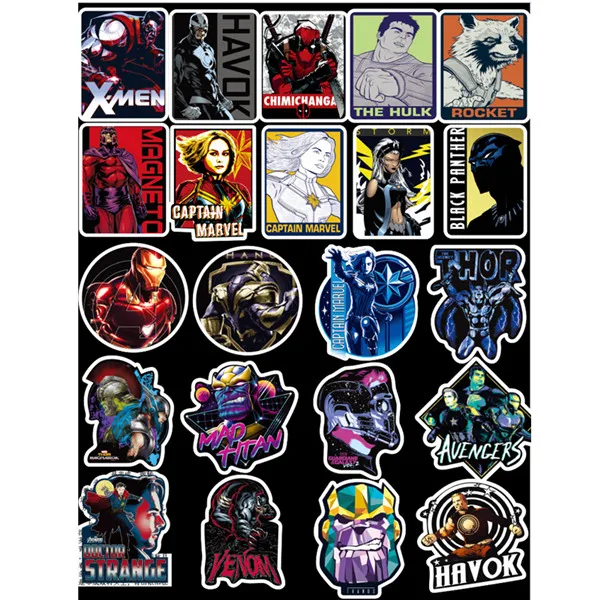 Новинка 100 шт Marvel граффити водонепроницаемые ПВХ наклейки Мстители X-MAN наклейки герои чемодан компьютер велосипед автомобиль скейтборд - Цвет: 100pcs Hero