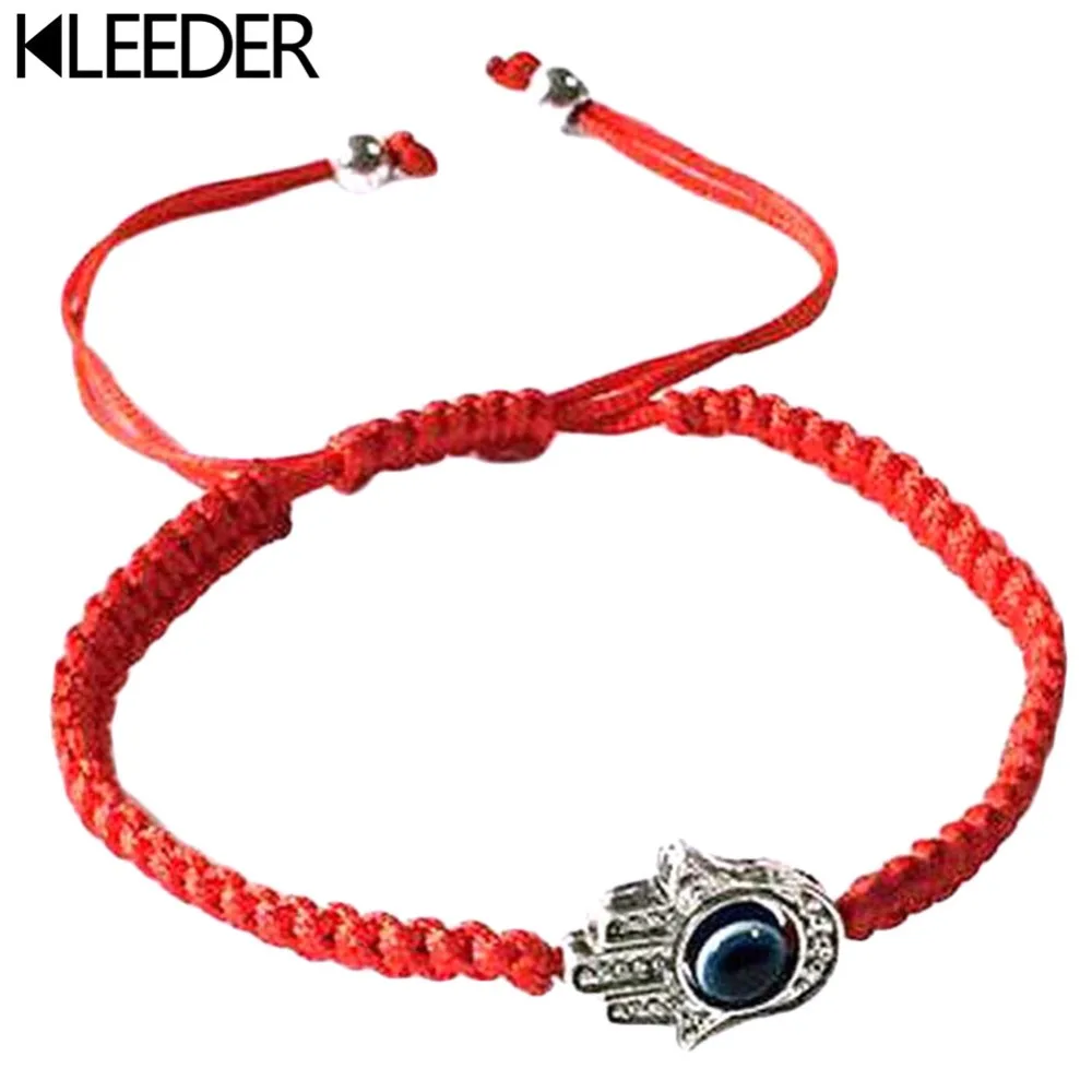 Ручная работа красные нити голубой глаз браслеты с подвесками плетеные веревки