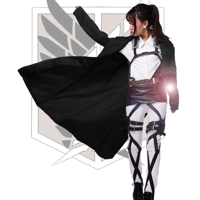 Coshome костюмы для косплея атака на Титанов плащ Леви Микаса Эрена черное