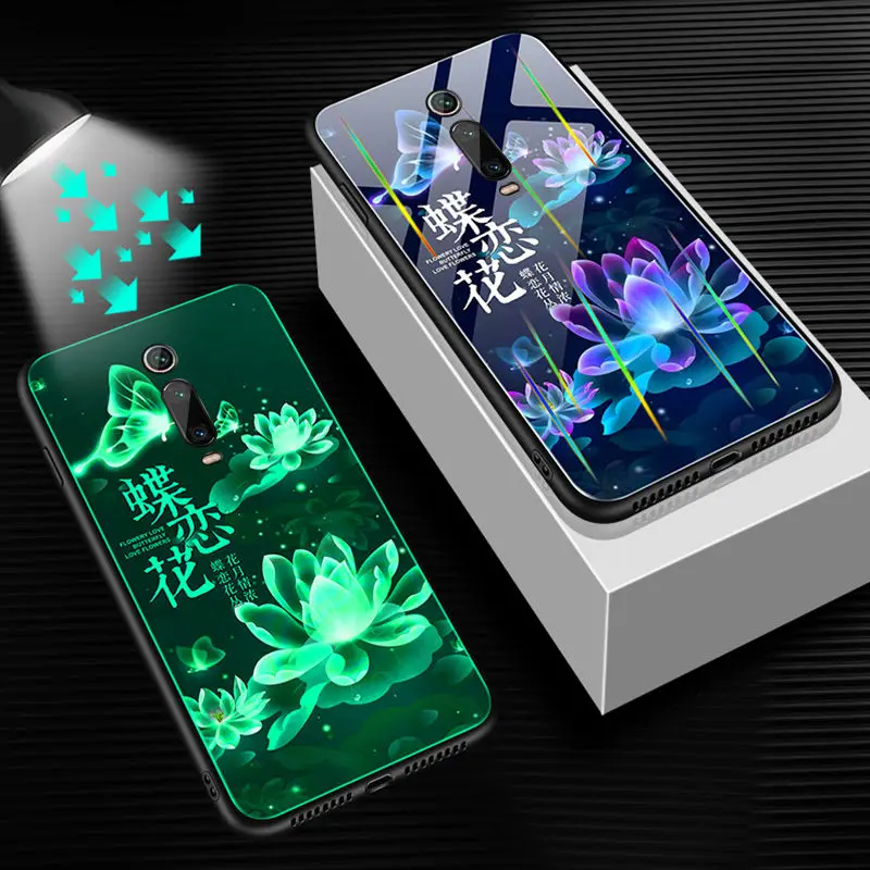 Lu mi nous чехол для телефона для Xiao mi Red mi K20 Pro Чехол светящаяся задняя крышка из закаленного стекла для Xiao mi Red mi K20 Pro mi 9T Pro Чехол