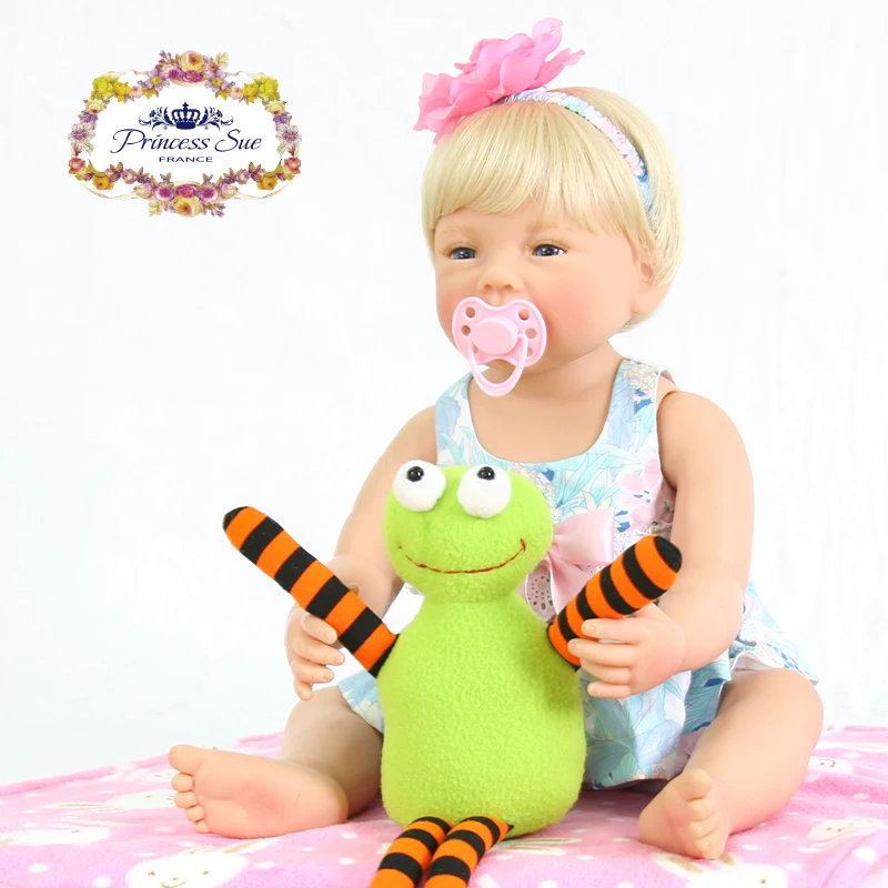 Bebe reborn 22 дюймов полное тело виниловых Reborn для маленьких девочек куклы Высокое