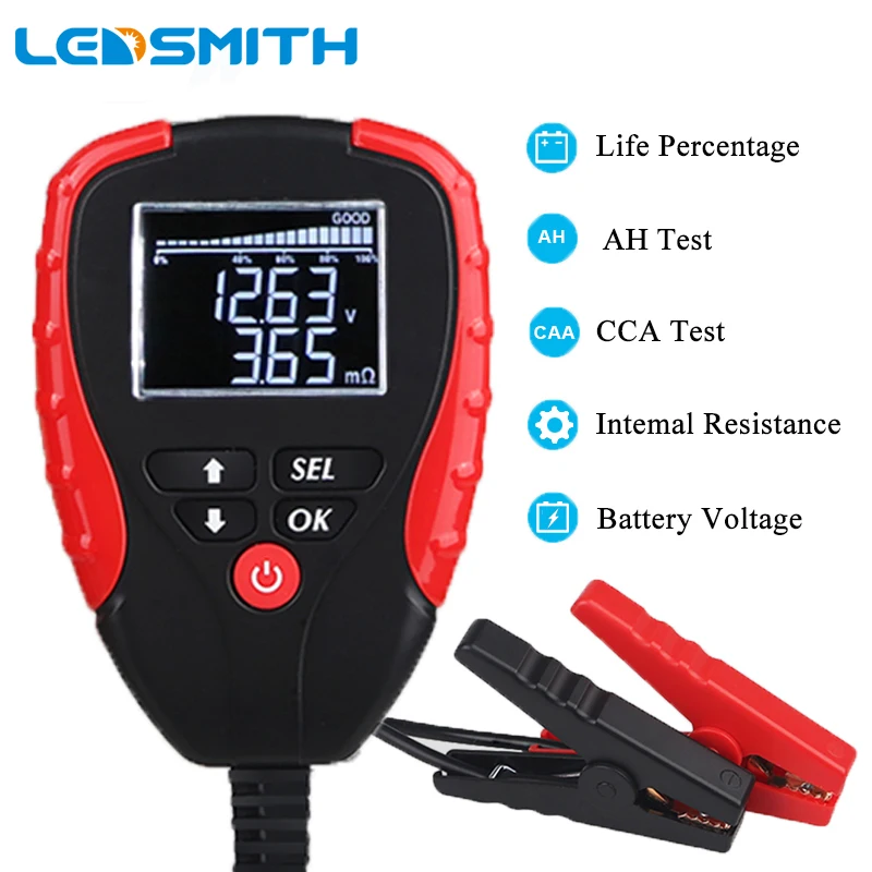 

Digital 12V Car Battery Tester Automotive AH CCA Voltage Battery Life Percentage Battery Load Analyzer Vehicle Diagnostic Tool