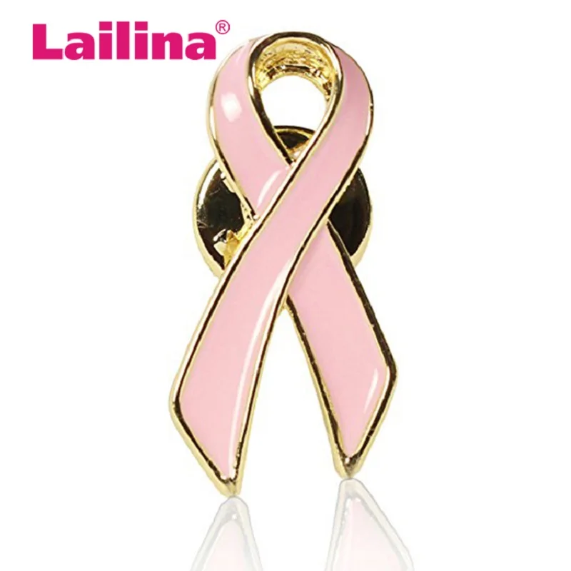 October Breast Cancer Awareness Enamel Pink Ribbon Pretty Jewelry Brooch Pin