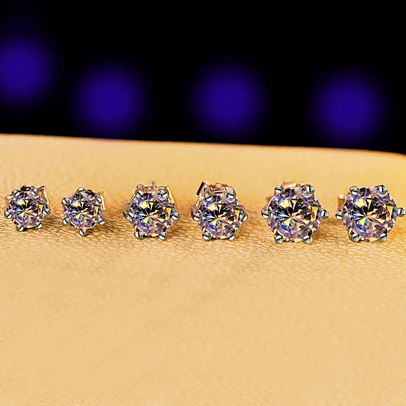 Oorbellen Real Earings Lozrunve 925 New 2018 Ol Women Fashion Personality Zircon Universal Reduced Six Claw Earrings Jewelry |