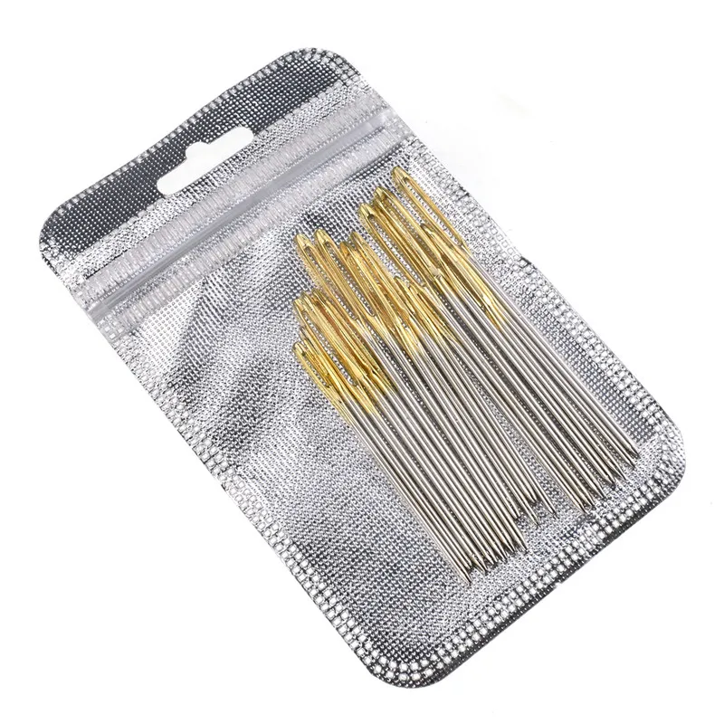 18Pcs Blunt Gold Tail Large Eye Needles Stainless Steel Mix Size 5.2-7cm Wool Sewing Embroidery Tapestry Tool For Women | Дом и сад
