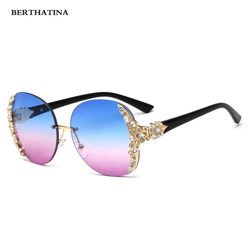 Женские солнцезащитные очки без оправы BERTHATINA модные брендовые дизайнерские