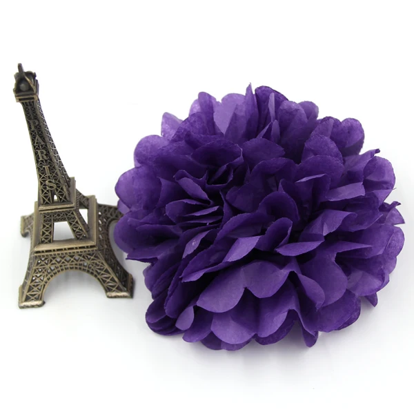 Purple 5 шт. 4/6/8/10 дюймов ткани Бумага помпон помпоны для свадьбы декоративная бумага для вечеринок с цветами для свадебное оформление автомобиля/Садовые принадлежности - Цвет: Purple