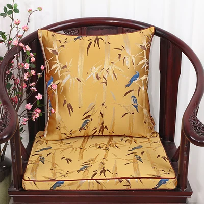 yellow bamboo Роскошный толстый софа, кресло, сидение подушка для поясницы диванная подушка под спину высокого класса цветочный китайский Шелковый стул подушки для домашнего декора сиденья - Цвет: yellow bamboo