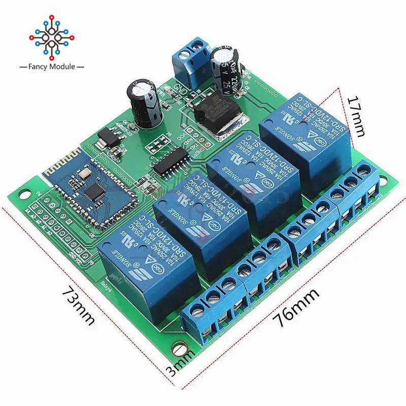 Релейный модуль с Bluetooth 12 В постоянного тока 4 канала|bluetooth relay module|12v modulemodule |