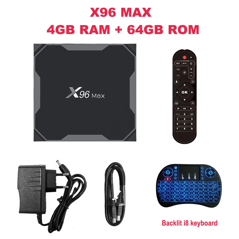 X96 Max ТВ приставка Смарт ТВ приставка Android 8,1 Amlogic S905X2 4K медиаплеер 4 Гб 64 Гб X96Max DDR4 четырехъядерный 1000 м 2,4 г и 5 ГГц двойной Wifi - Цвет: 4GB 64GB Keyboard