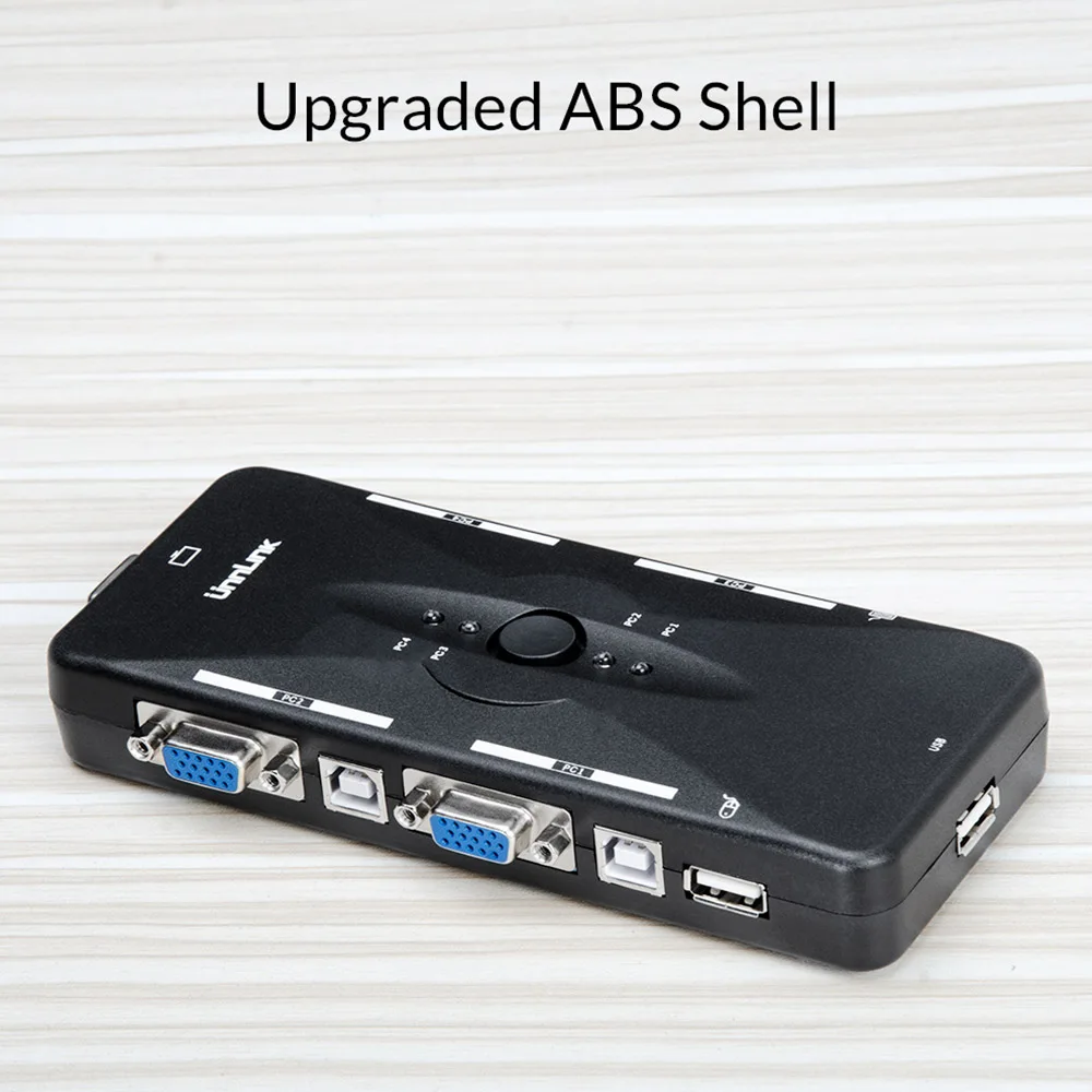 Unnlink 2/4X1 VGA KVM Switch Box Selector 2/4 Ports KVM USB 2.0 Sharing Print monitor mouse keyboard for 4 Computer Laptops PCs