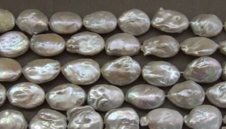 

huij 00614 15x22mm Freeform White Keshi Pearl Bead 16"