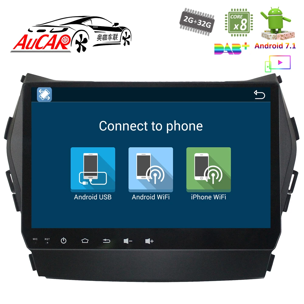 Автомобильный DVD-плеер 9 дюймов Android 7 1 GPS-навигация для Hyundai SantaFe IX45 2013-2017 радио с