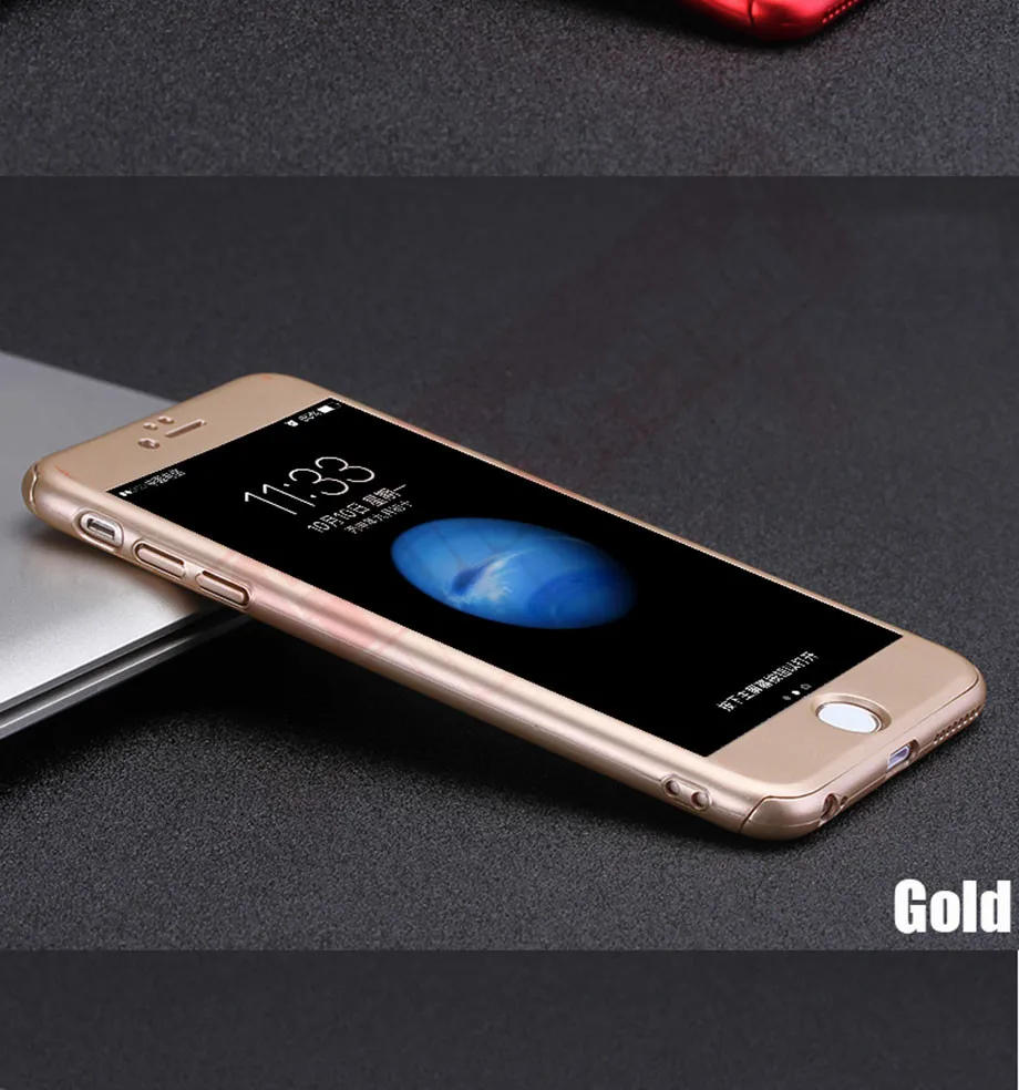 Золотая Орхидея 360 градусов полный Чехол для iphone 6 6s 7 Plus чехол s wish закаленное стекло для iphone 8 8 Plus X чехол для телефона Capa