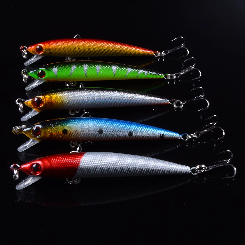 

5PCS 9cm/6.2g Pesca Hard Crank Crankbaits Fishing Lure Hard Bait Wobble Treble Hooks Epoxy Coating on Finish Minnow Tackle Eyes