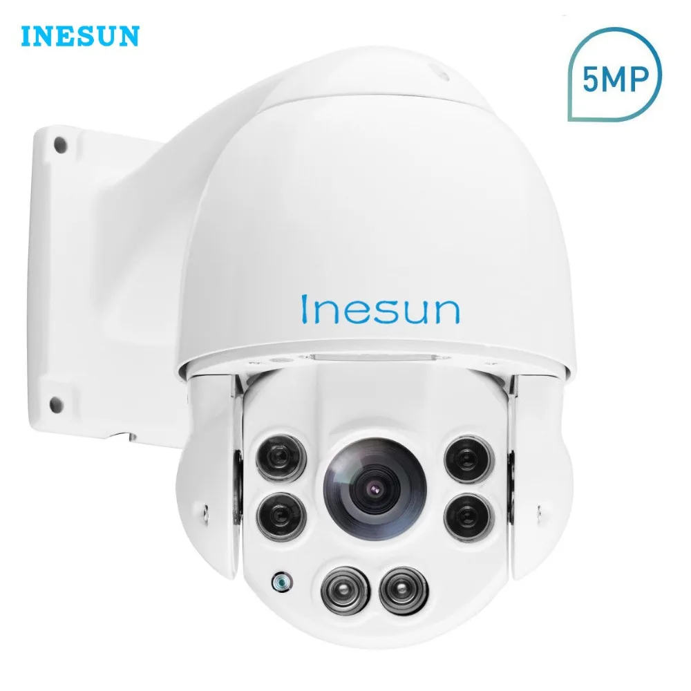 Inesun H.265 наружная PTZ IP камера безопасности 5MP Super HD 2592x1944 Pan Tilt 10X оптический зум скорость купольная ИК камера ночного видения