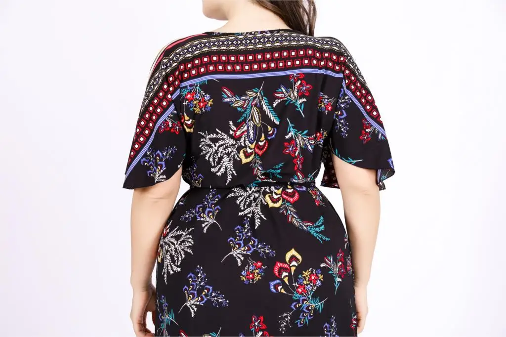 4xl 5xl 6xl размера плюс винтажные платья в стиле бохо женские летние платья с v-образным вырезом и коротким рукавом в стиле ретро с цветочным принтом длинное платье в стиле бохо платье с поясом
