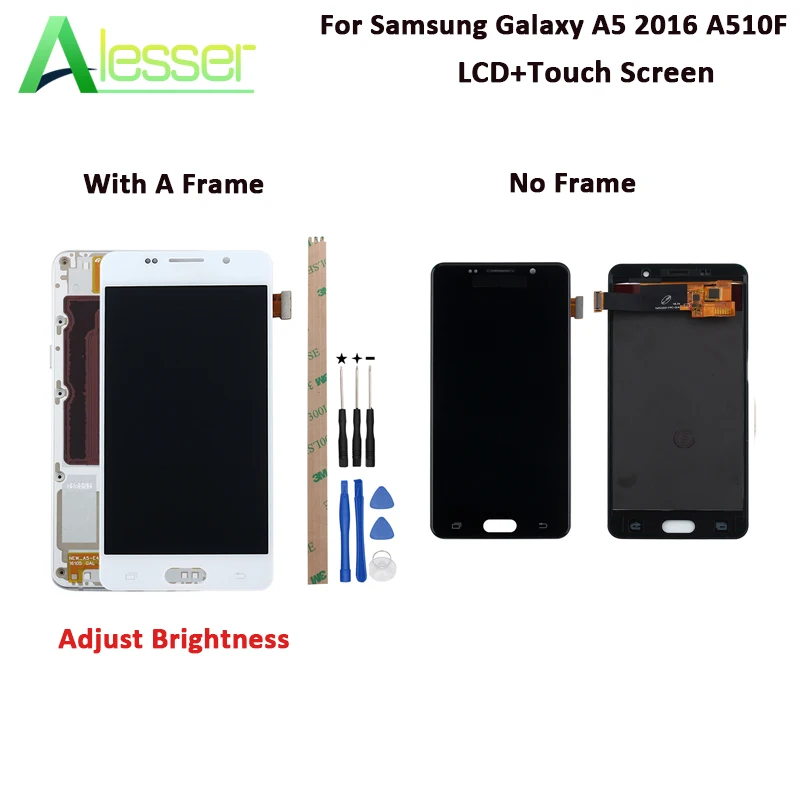 Alesser для samsung Galaxy A5 lcd A510 A510F A510M ЖК-дисплей и сенсорный экран с рамкой Amoled регулировка яркости+ Инструменты