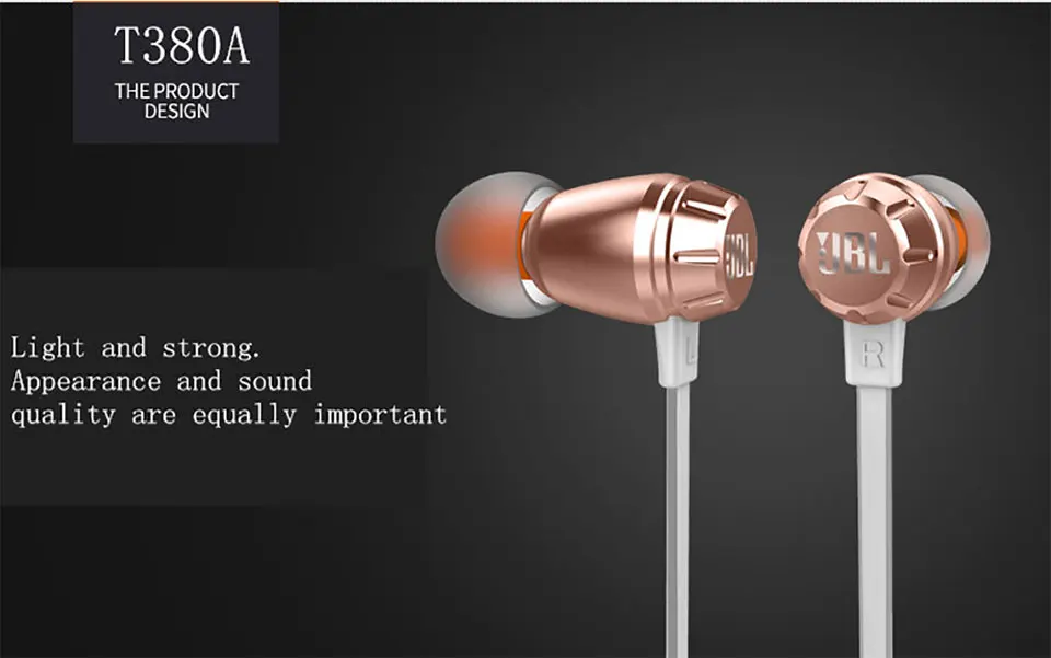 JBL T380A наушники с чистым басом, Hi-Fi стерео музыкальные наушники для бега, спортивные двойные динамические свободные руки с микрофоном, 3,5 мм аудио разъем