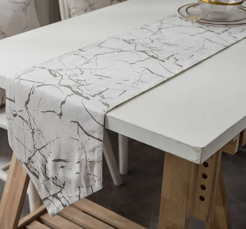 table runner Скандинавские скатерти с мраморным геометрическим принтом, современные украшения для дома, офиса, магазина, льняные хлопковые скатерти - Цвет: table runner