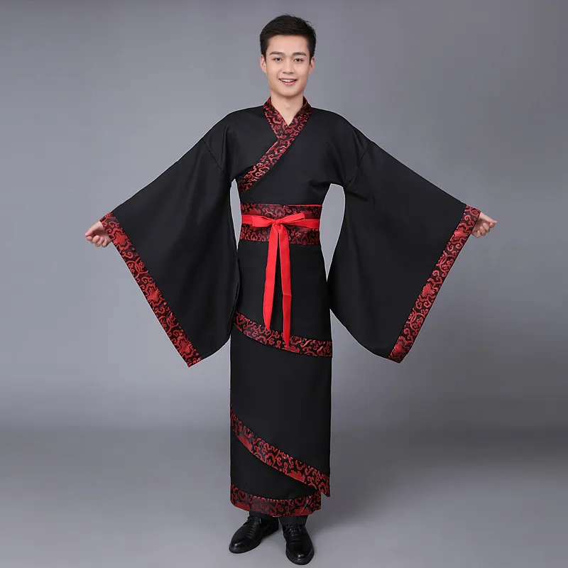 Hanfu Китайский костюм Для мужчин древней китайской династии Тан одежда для традиционного китайского танца платье мужской древний народ длинный халат одежда для сцены DN2586