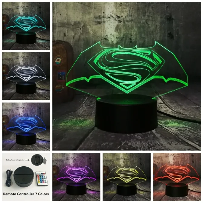 Controller 7 Color Новинка, Лига справедливости, 3D светодиодный светильник с символом Бэтмена, ночной Настольный светильник, 7 цветов, USB, rgb контроллер, игрушка, детский подарок - Испускаемый цвет: Controller 7 Color