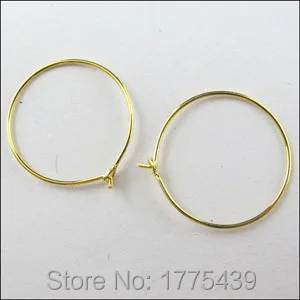 Бесплатная доставка (50 шт. = 1 партия!) Большие круглые серьги обручи Золотой