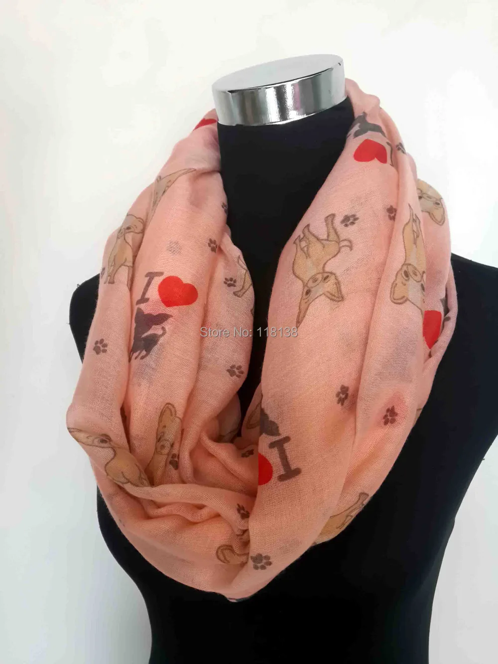 Женский шарф с принтом Чихуахуа I Love Infinity Loop подарок для любителей собак|gifts for years