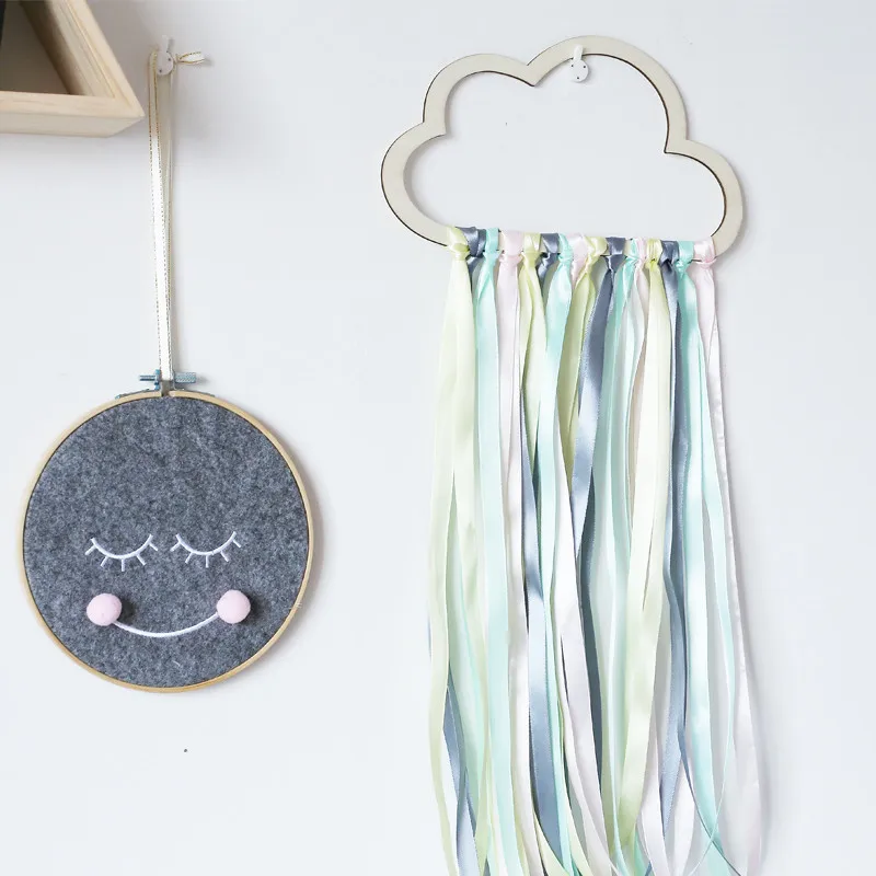 INS Nordic Style Wooden Hollow Clouds Tassel Pendant Wall Hanging Ornament For Kids Room Decoration Nursery Photography Props|Ловцы снов и