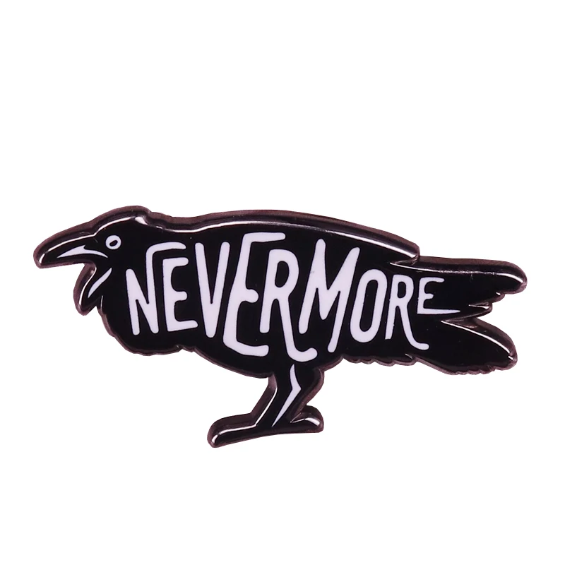 Nevermore Ворон брошь Эдгар Аллан Poe значок Готическая коллекция литературы книжный