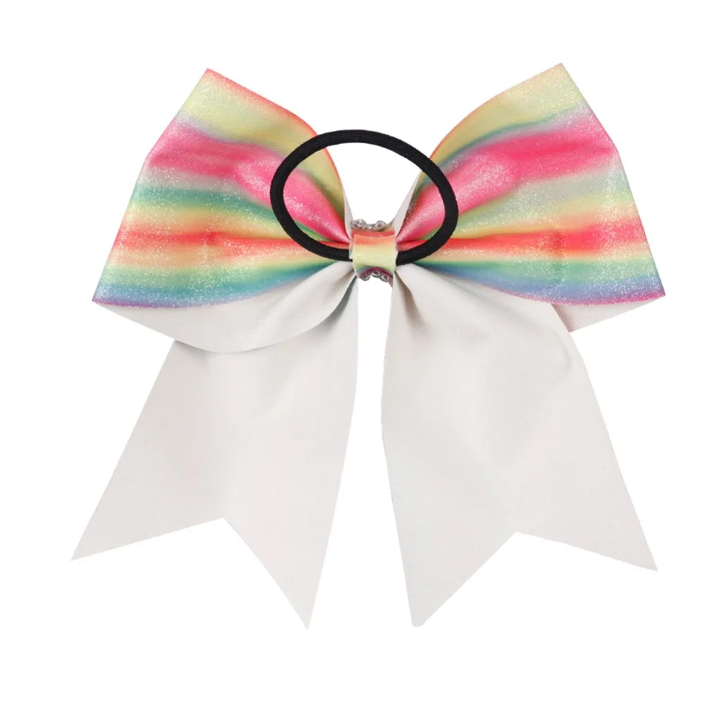 7 ''с блестками радужные крылья бант для волос Стразы узлом Cheer со стильным
