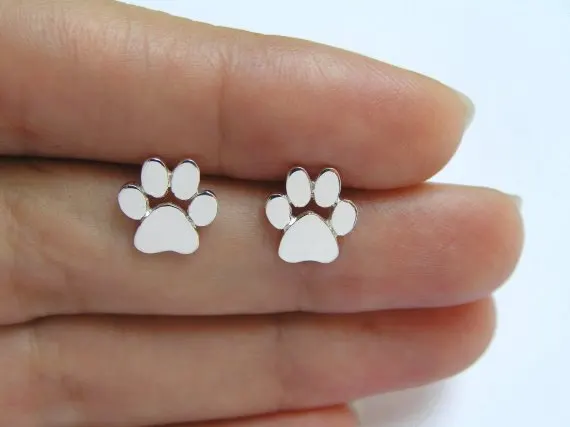 Oly2u милая собака Paw Print Серьги для Для женщин Кот и paw Серьги-гвоздики часть подарки