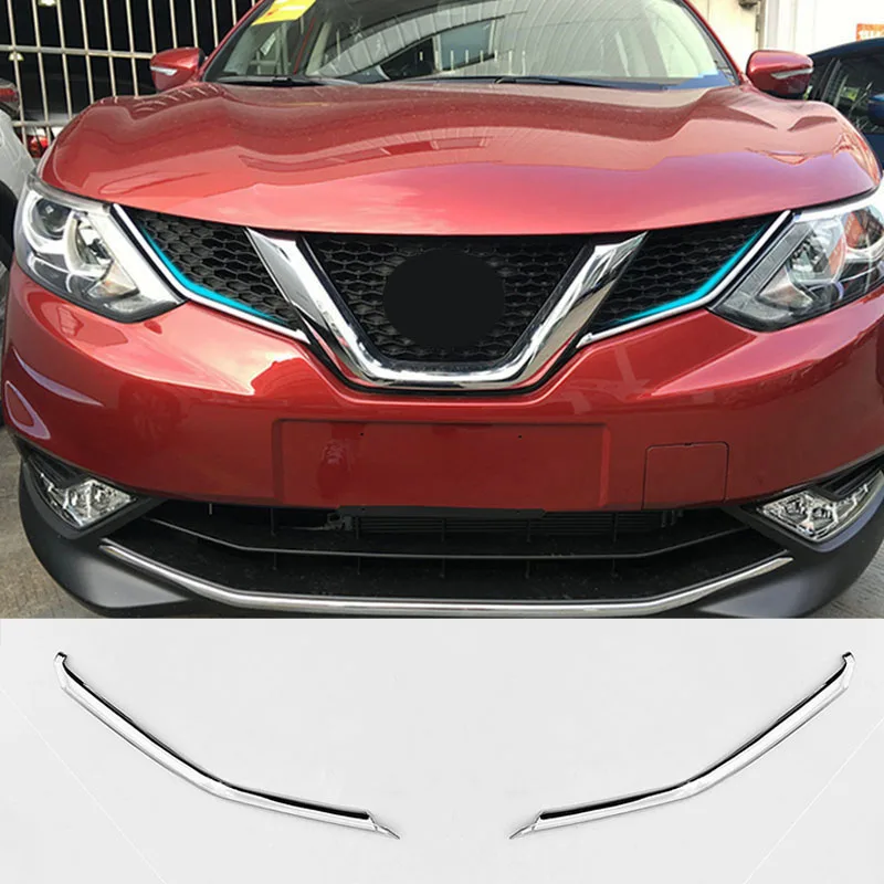 Подходит для Nissan Qashqai Хромированная передняя решетка гриль головной светильник крышка отделка вставка Стайлинг молдинг Гарнир