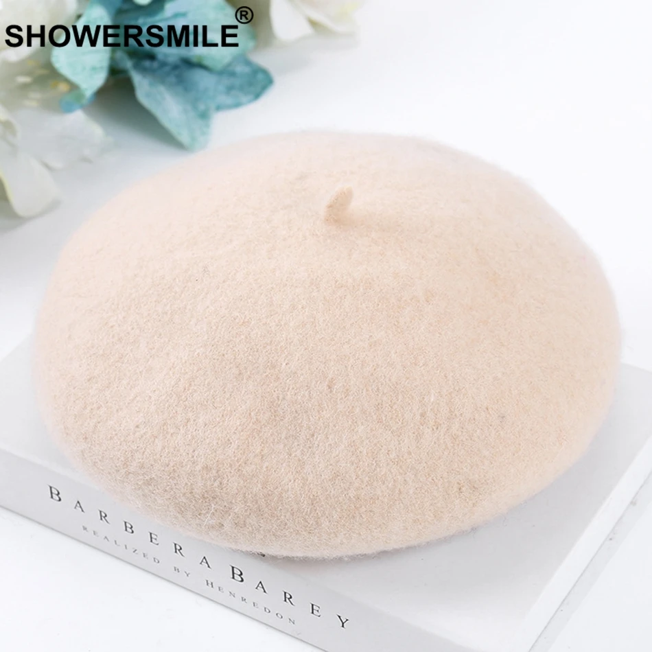 SHOWERSMILE, женские теплые береты, желтые шерстяные французские береты, шапки, женские Регулируемые мягкие шапки, художественная элегантная зимняя шапка для художников