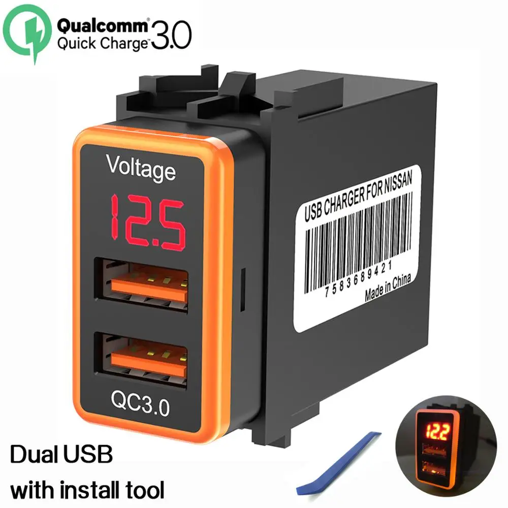 Автомобильное зарядное устройство Chelink 12 В с двумя USB портами светодиодный