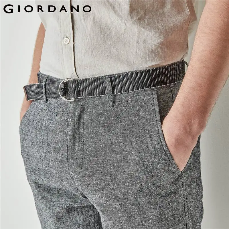 Giordano для мужчин шорты женщин Лен Slim Fit бермуды с поясом мужские 2018 Новые